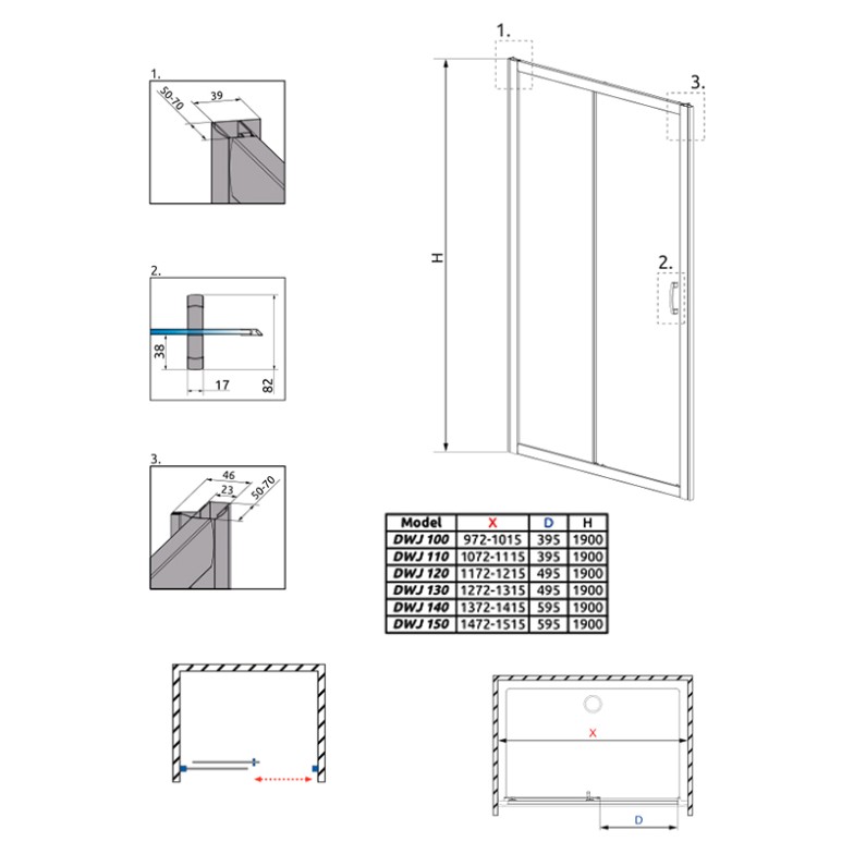 Душові двері Premium Plus DWJ 100 Radaway  (33303-01-01N)