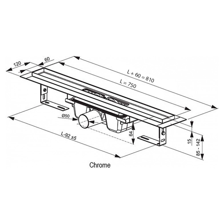 Душовий канал OZ Chrome 750 Ravak  (X01621)