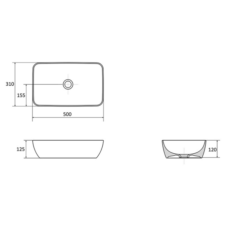 Раковина Uni 50 R Slim накладна Ravak  (XJX01150001)