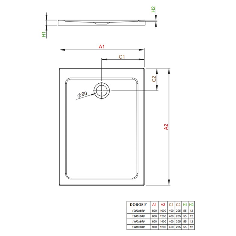 Піддон Doros Plus F 90x120 Radaway  (SDRFP1290-01)