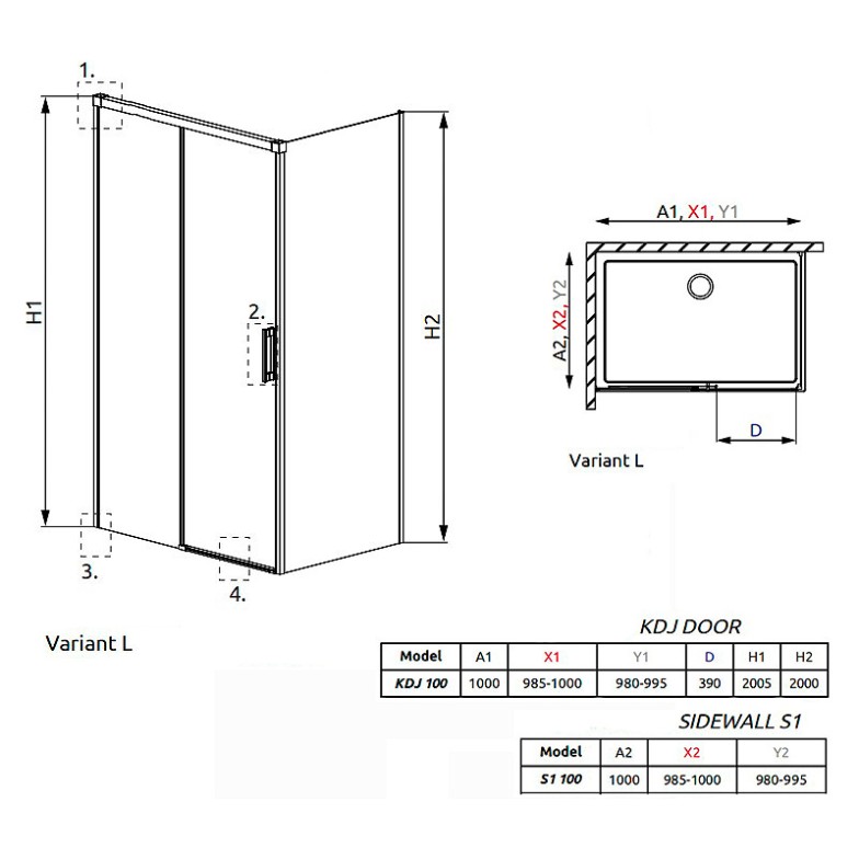 Душова кабіна Idea KDJ 100 L Radaway  (387040-01-01L)