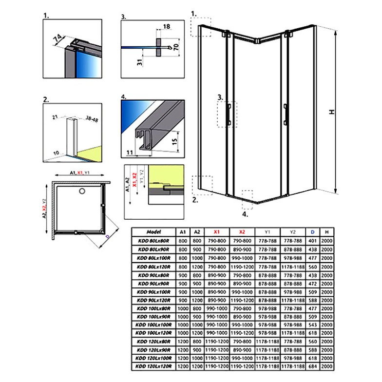 Душові двері Espera KDD 90 R Radaway  (380151-01R)