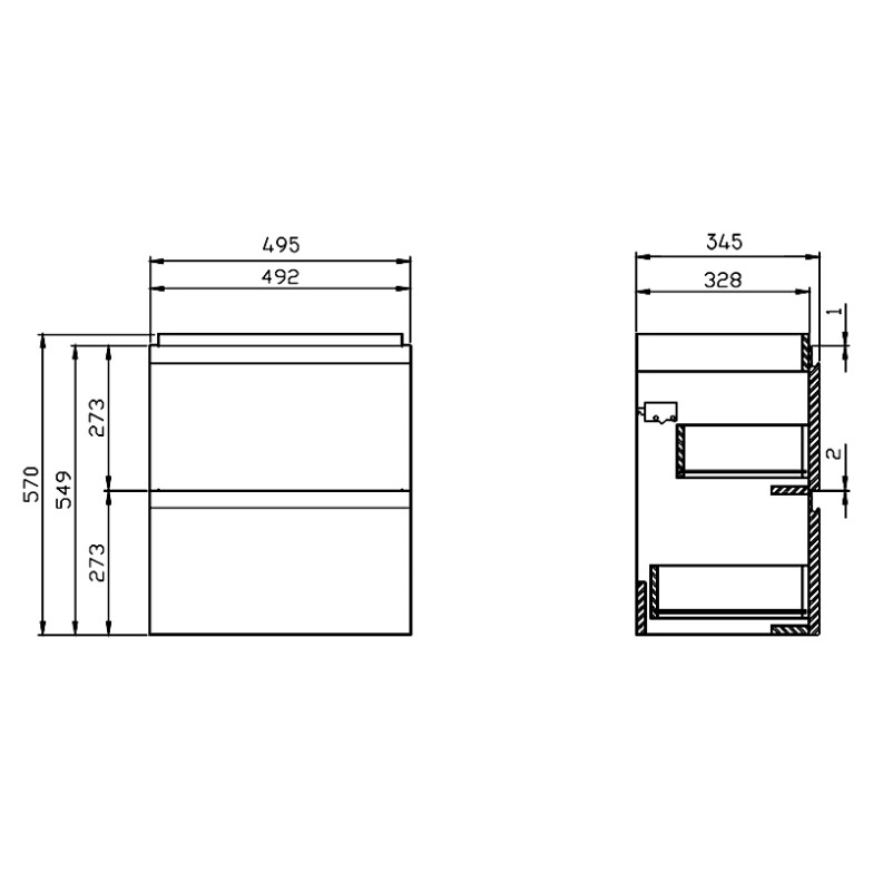 Шафка і раковина Moduo Slim 50 біла Cersanit  (S801-229)