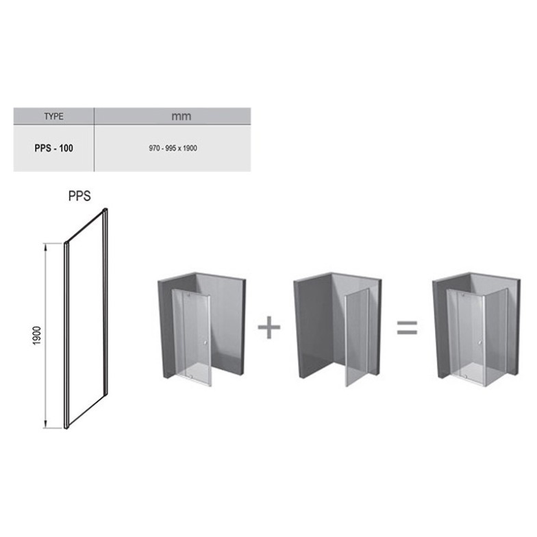 Душова стінка PPS-100 Transparent + чорний Ravak  (90GA0300Z1)