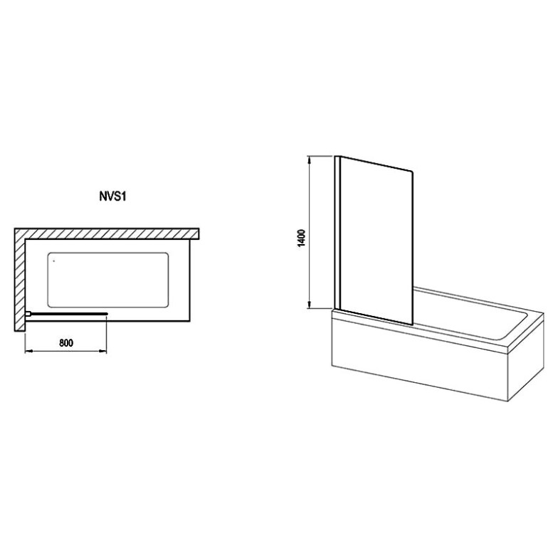 Шторка для ванни NVS 1-80 Ravak  (7O840300Z1)