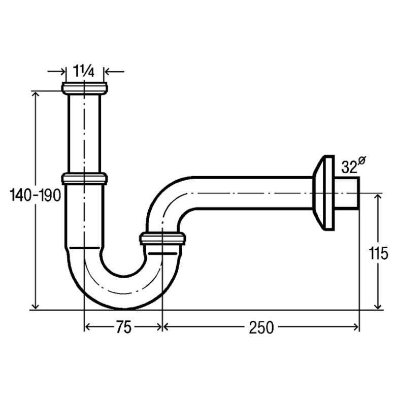 Сифон для раковини 11.4 / 32 Viega  (193638)