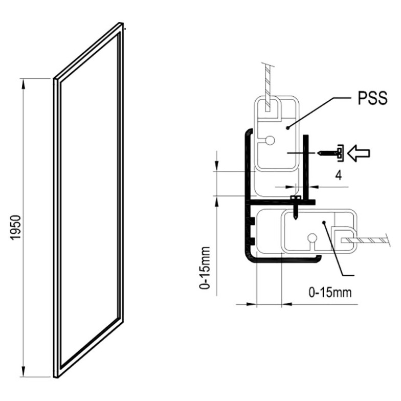 Душова стінка PSS-90 Pearl+білий Ravak  (940701O211)