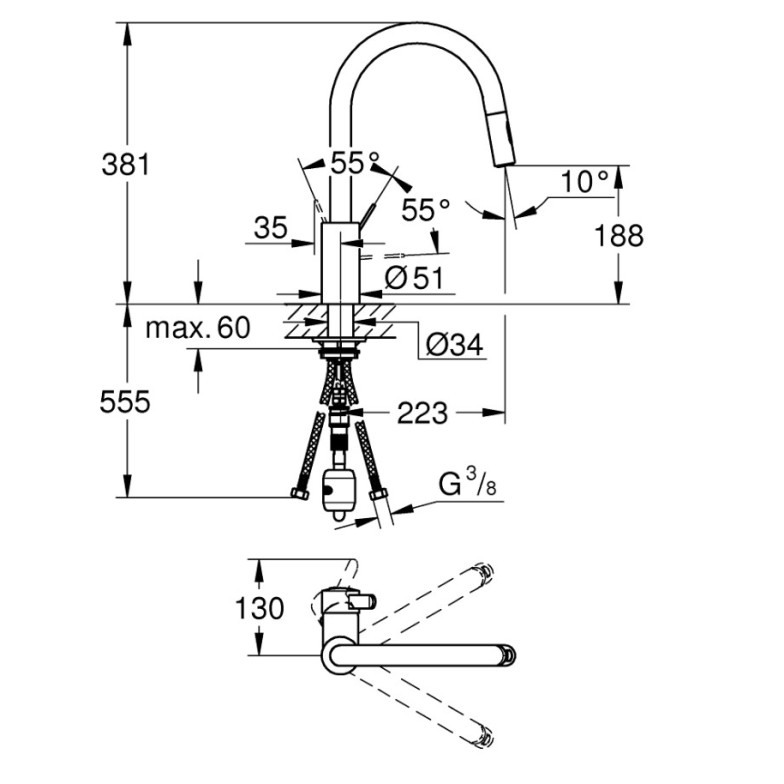 Змішувач для кухні Eurosmart Cosmopolitan (31481001), Grohe