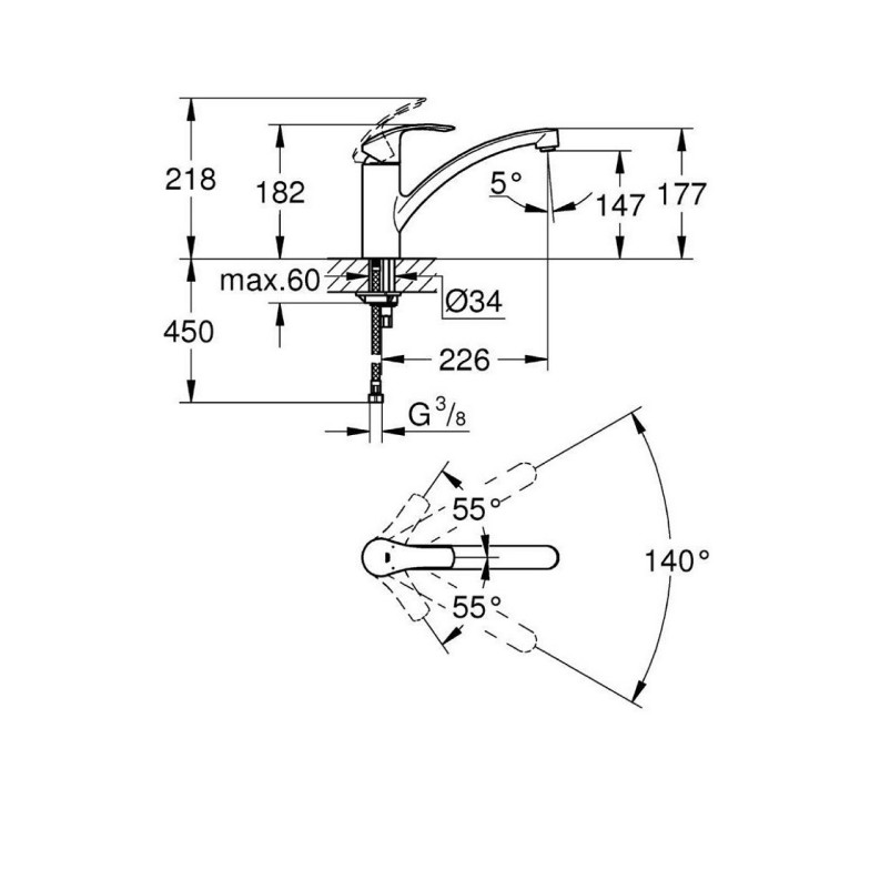 Змішувач для кухні Eurosmart (33281002), Grohe