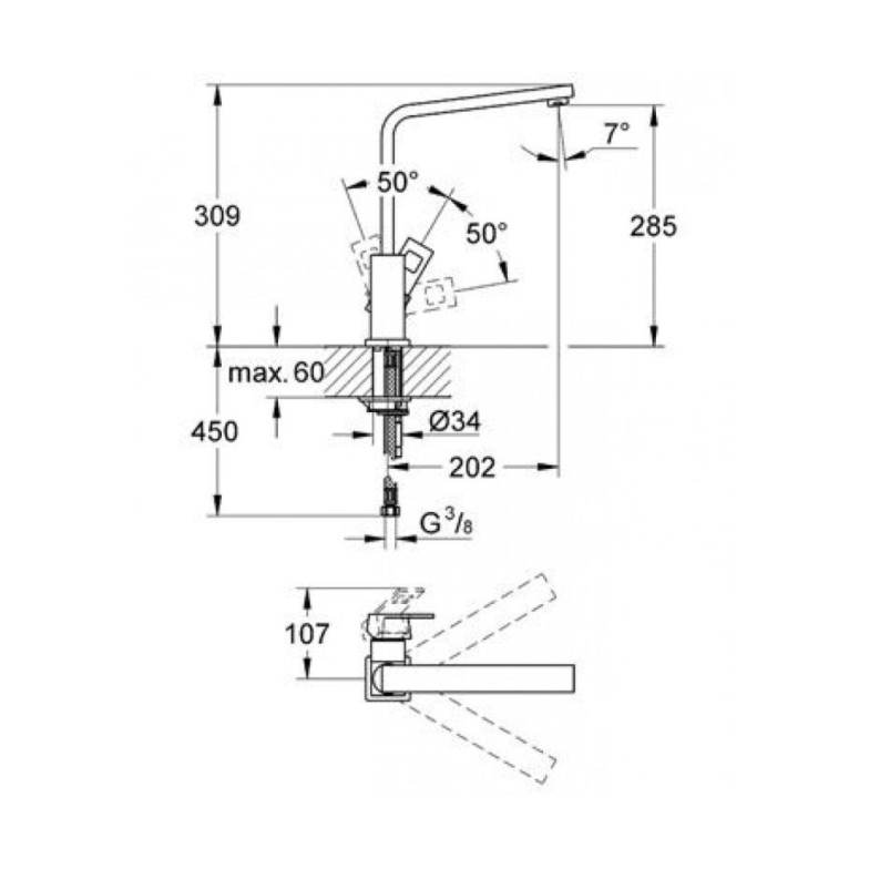 Змішувач для кухні Eurocube (31255000), Grohe