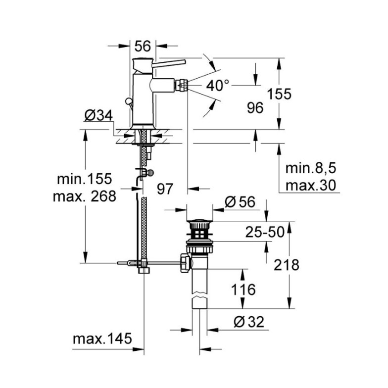 Змішувач для біде BauClassic (32864000), Grohe