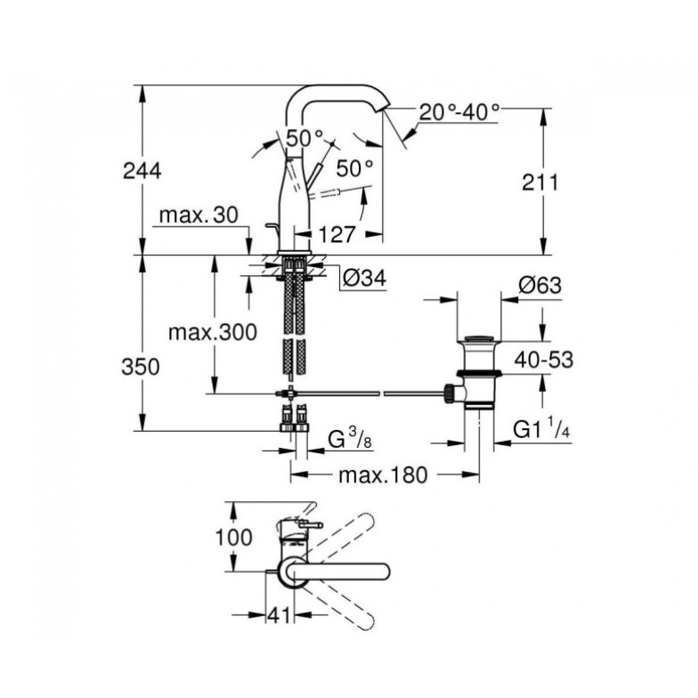 Змішувач для умивальника Essence New (32628001), Grohe