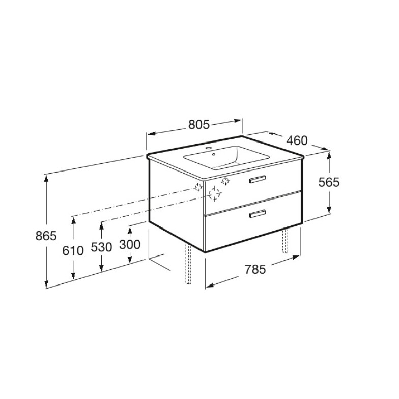 Шафка з умивальником Victoria 80 (A855852806), Roca