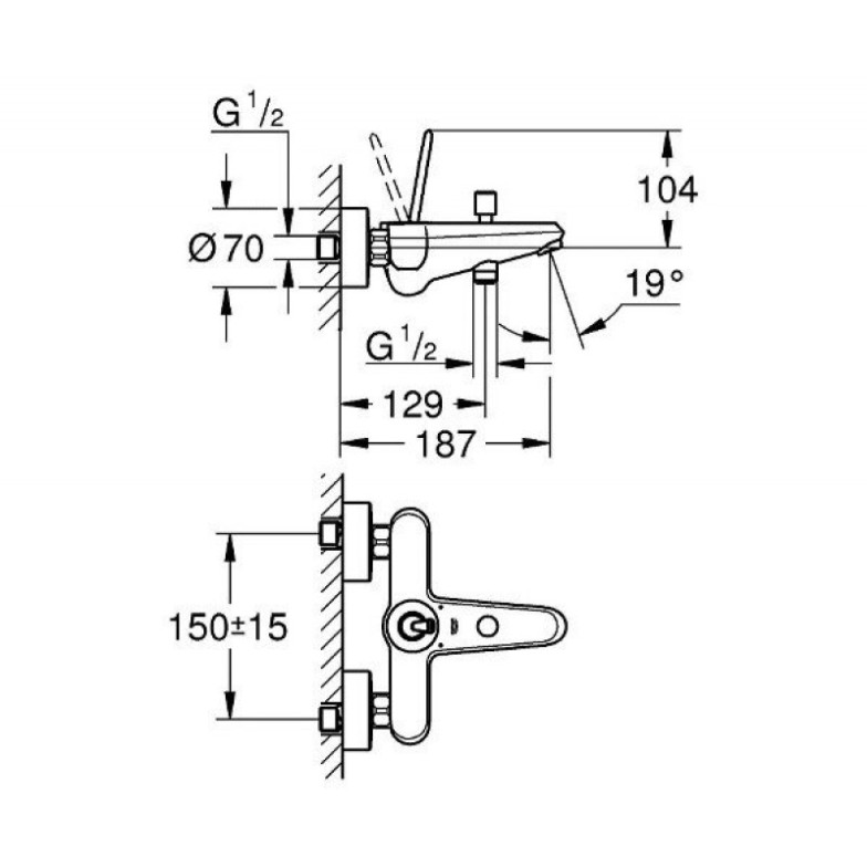 Змішувач для ванни Eurodisc Joy (23431000), Grohe