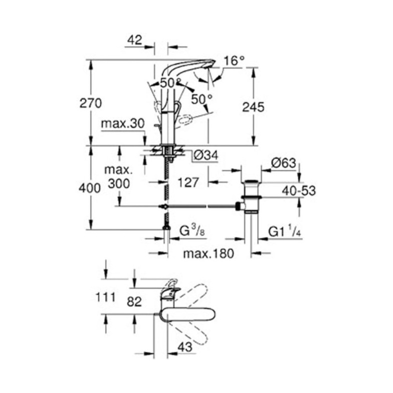 Змішувач для умивальника Eurostyle (23569003), Grohe