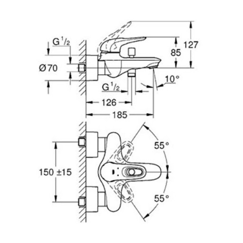 Змішувач для ванни Eurostyle (33591LS3), Grohe