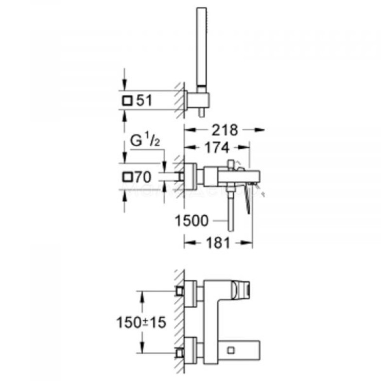 Змішувач для ванни Eurocube (23141000), Grohe