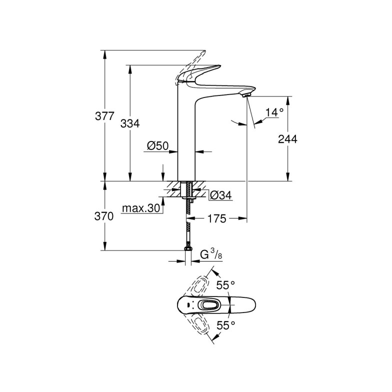 Змішувач для умивальника Eurostyle (23570003), Grohe