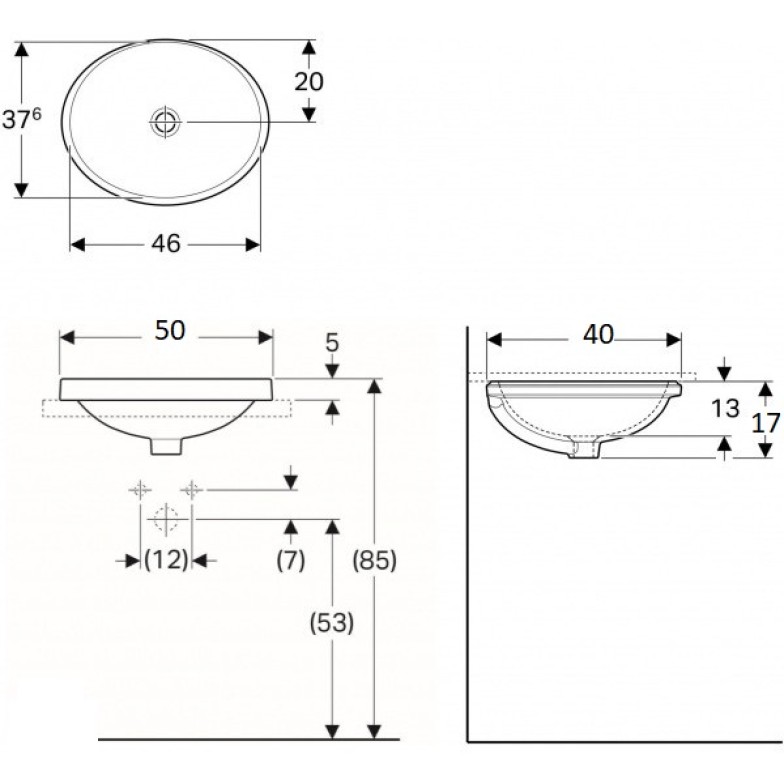 Умивальник VariForm 50 (500.711.01.2) Geberit