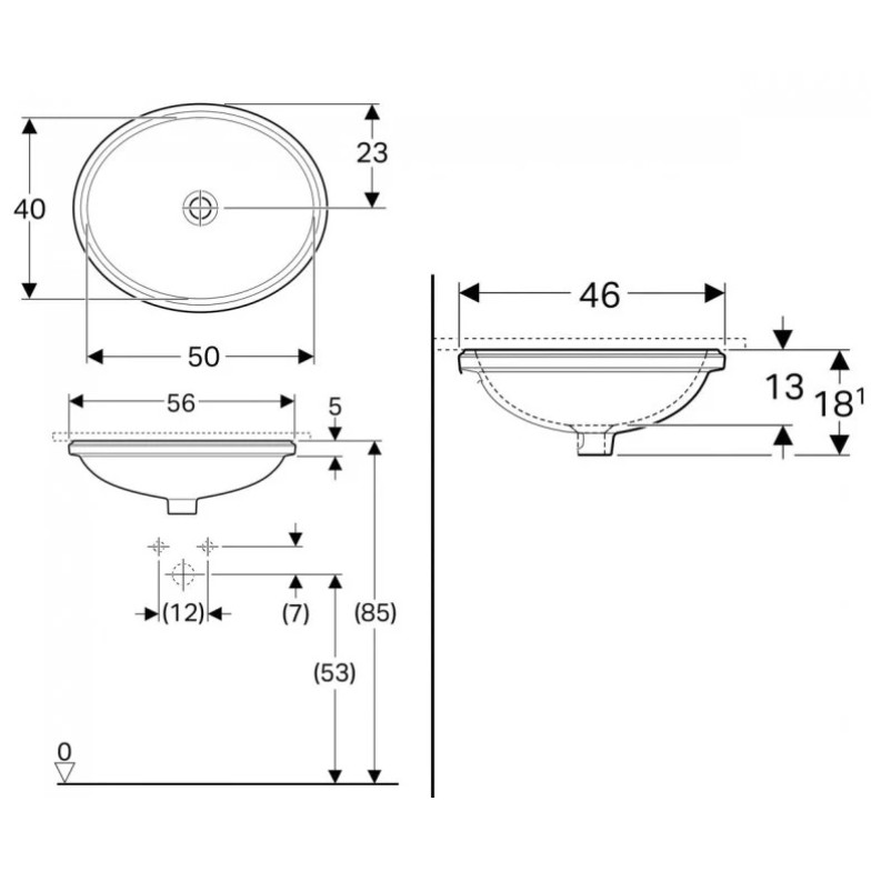 Умивальник VariForm 50 (500.755.01.2) Geberit