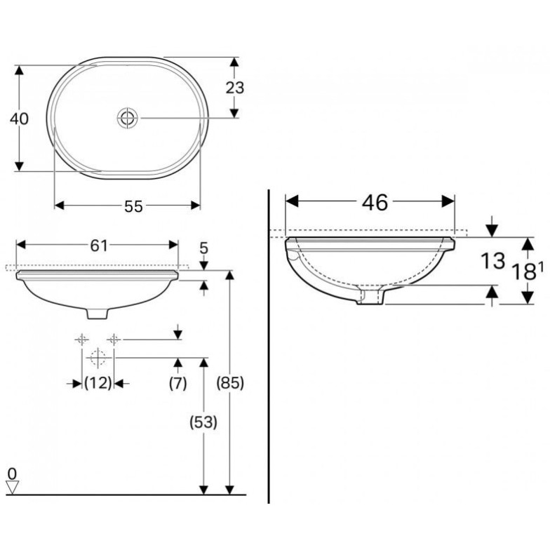 Умивальник VariForm 55 (500.759.01.2) Geberit