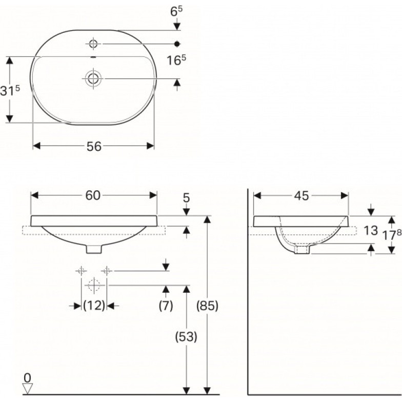 Умивальник VariForm 60 (500.733.01.2) Geberit