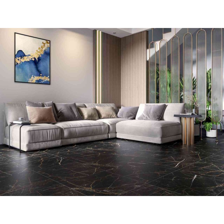 Плитка керамогранітна MPС580 Marmo Perlanera Чорний RECT 600x600x8 Golden Tile
