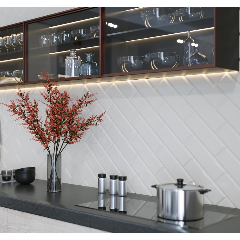 Плитка стінова 6L0161 The Wall Білий SATIN 10x30 код 5001 Голден Тайл