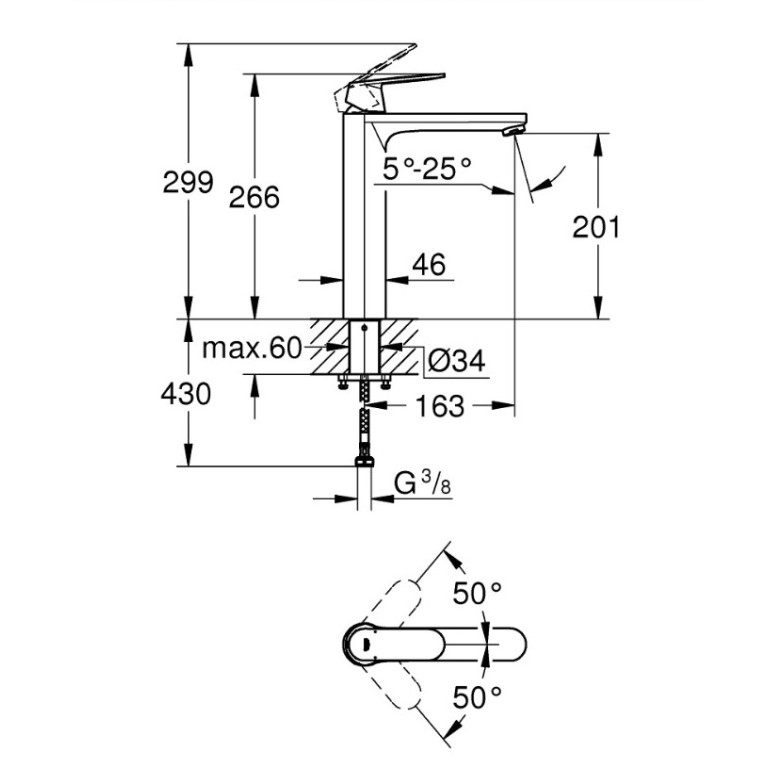 Змішувач для умивальника XL-Size Eurosmart Cosmopolitan (23921000), Grohe