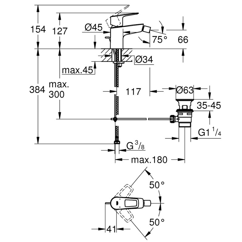 Змішувач для біде BauLoop New (23338001) Grohe