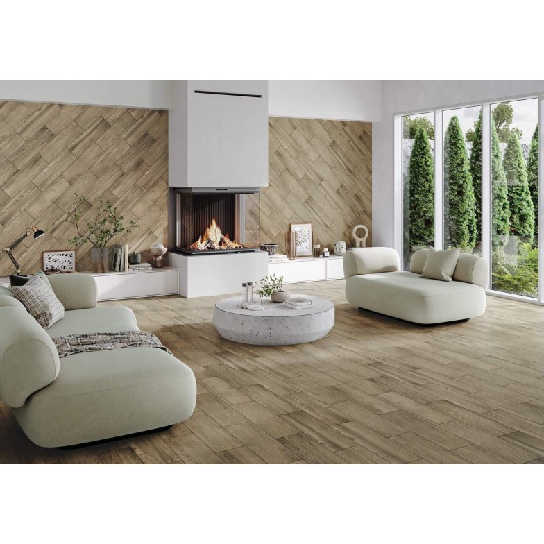 Плитка керамогранітна NR7P70 Nordic Wood Коричневий 200x650x7 Golden Tile