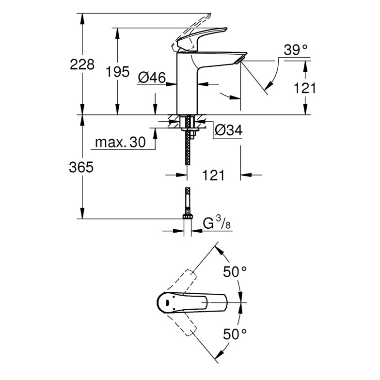 Змішувач для умивальника M-Size Eurosmart New (23324003) Grohe