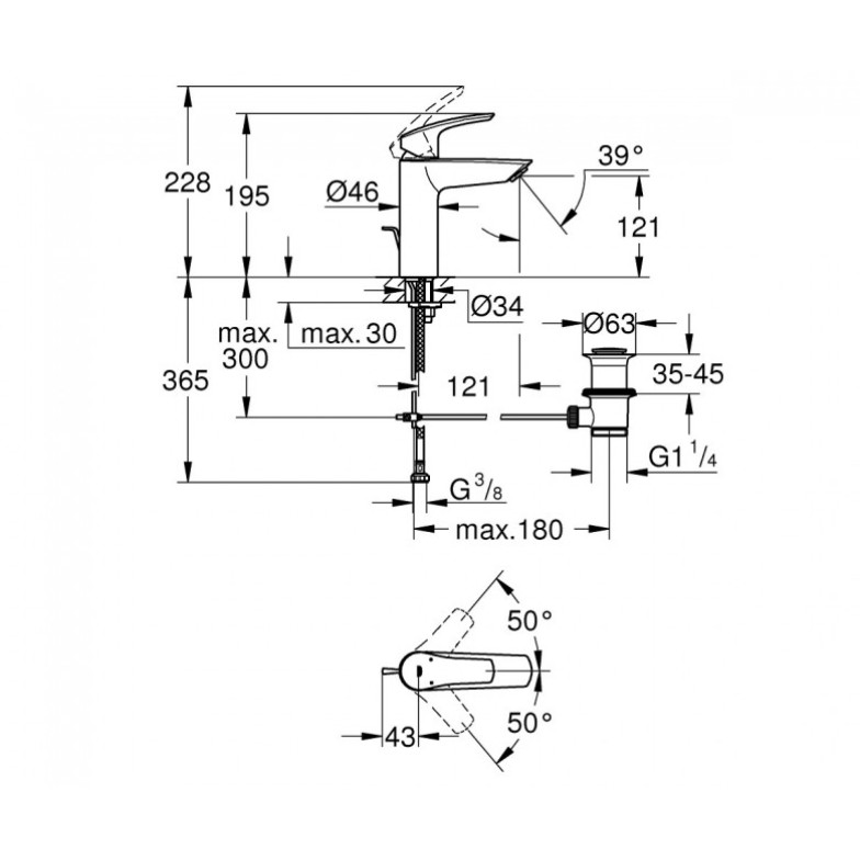 Змішувач для умивальника M-Size Eurosmart New (23322003) Grohe