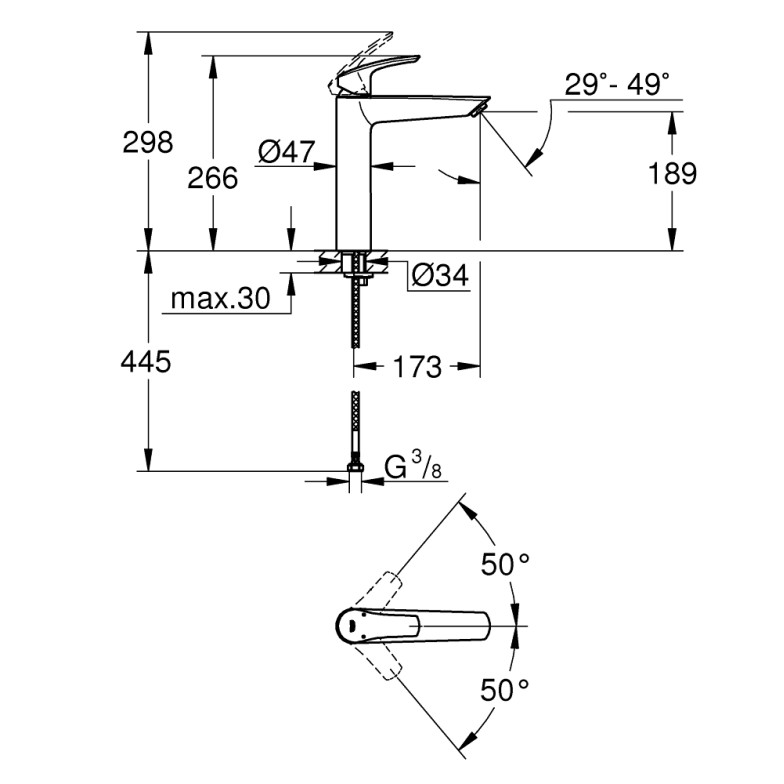 Змішувач для умивальника XL-Size Eurosmart New 23971003 Grohe