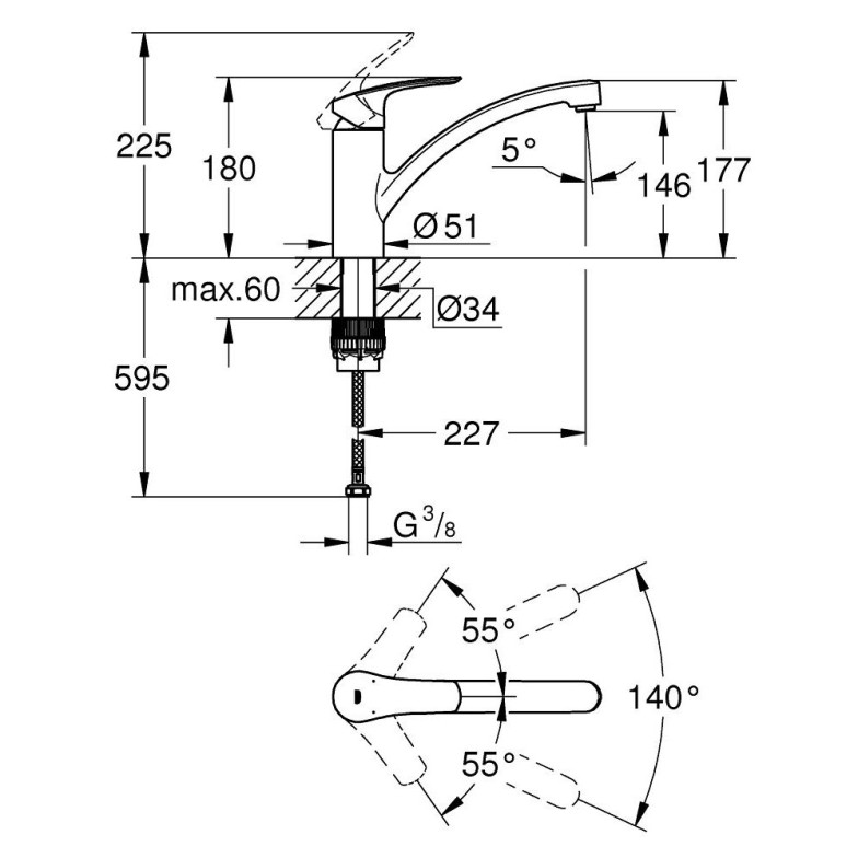 Змішувач для кухні Eurosmart New 33281003 Grohe