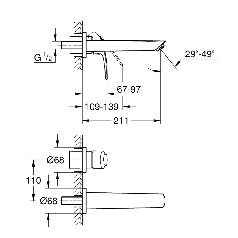 Змішувач для умивальника M-Size Eurosmart New 29338003 Grohe