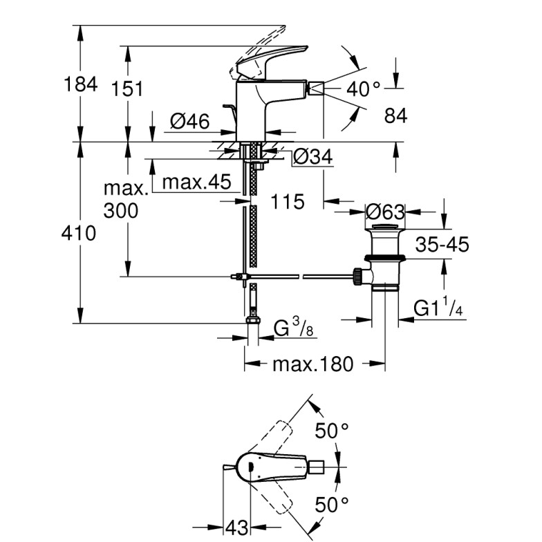 Змішувач для біде S-Size Eurosmart New (32929003), Grohe