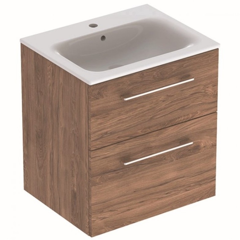 Шафка з умивальником 60 Selnova Square Slim rim Walnut 501.238.00.1 Geberit