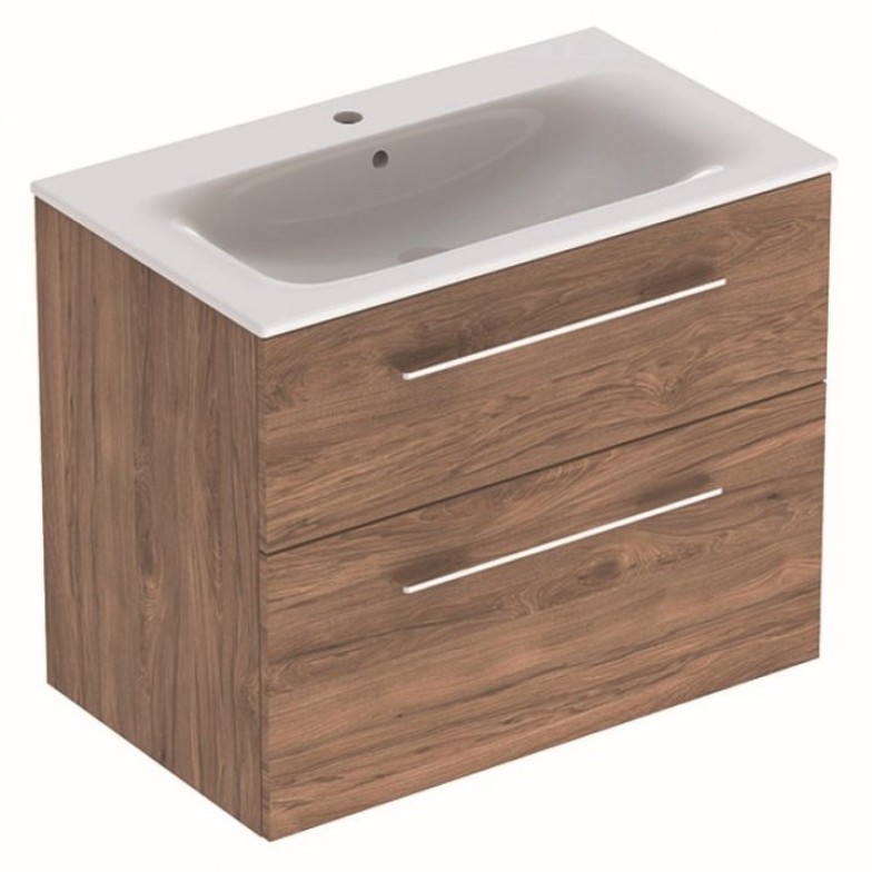 Шафка з умивальником 80 Selnova Square Slim rim Walnut 501.242.00.1 Geberit