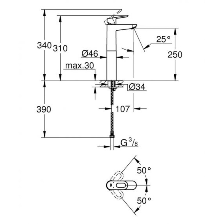 Змішувач для умивальника XL-Size BauLoop (23764000), Grohe