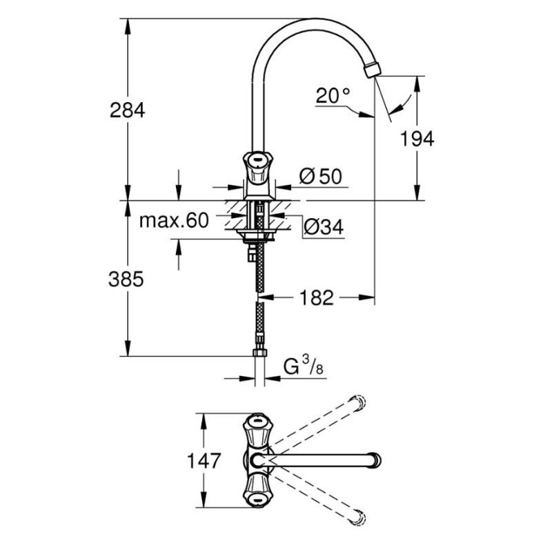 31831001 Змішувач Costa L для мийки .,хром  Grohe