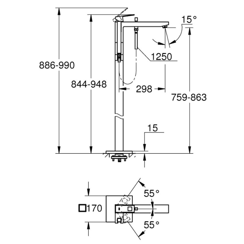 Змішувач підлоговий для ванни Eurocube (23672001), Grohe