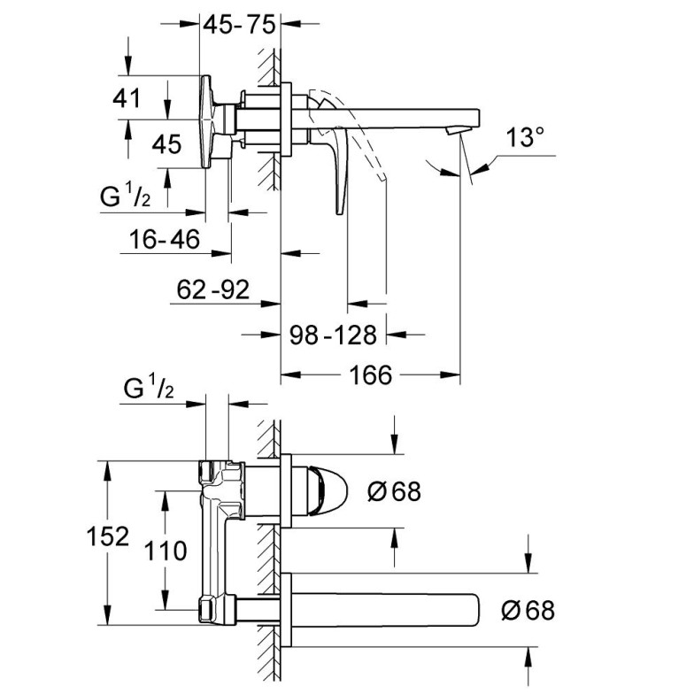 Змішувач для умивальника BauCurve S-Size 20288000 Grohe