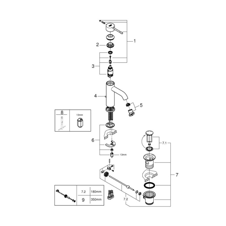 Змішувач для умивальника S-Size Essence New (23589001), Grohe