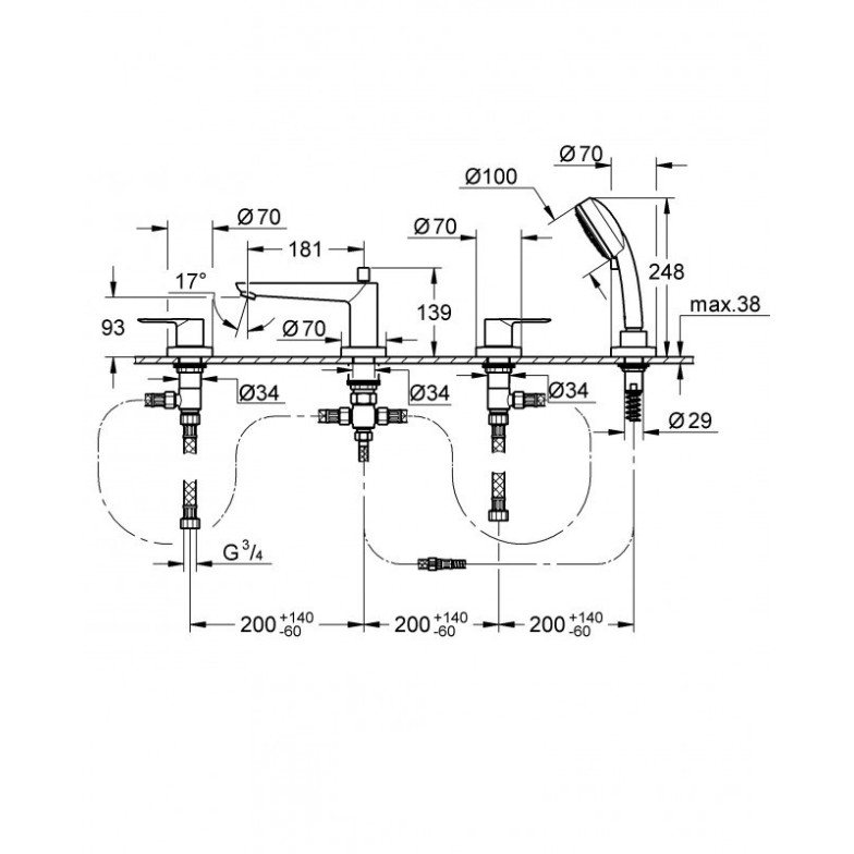 Змішувач для ванни BauLoop (2511900A), Grohe