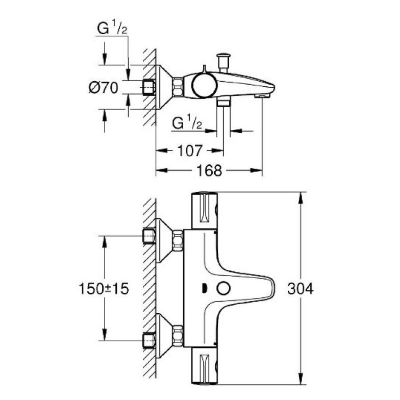 Змішувач для ванни Grohtherm 800 (34567000), Grohe