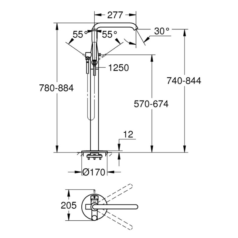 Змішувач підлоговий для ванни  Essence New (23491001), Grohe