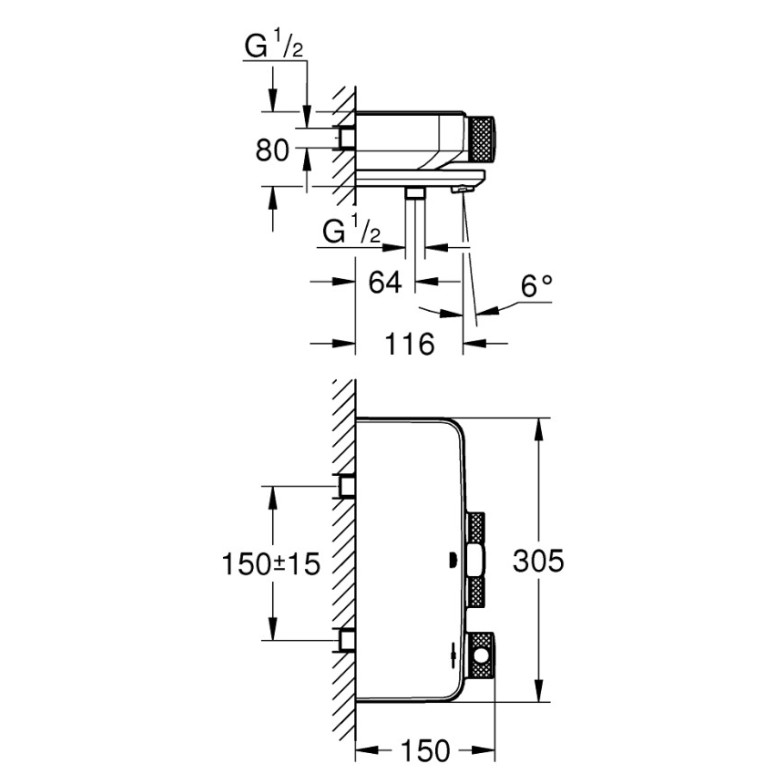 Змішувач для ванни Grohtherm SmartControl (34718000), Grohe