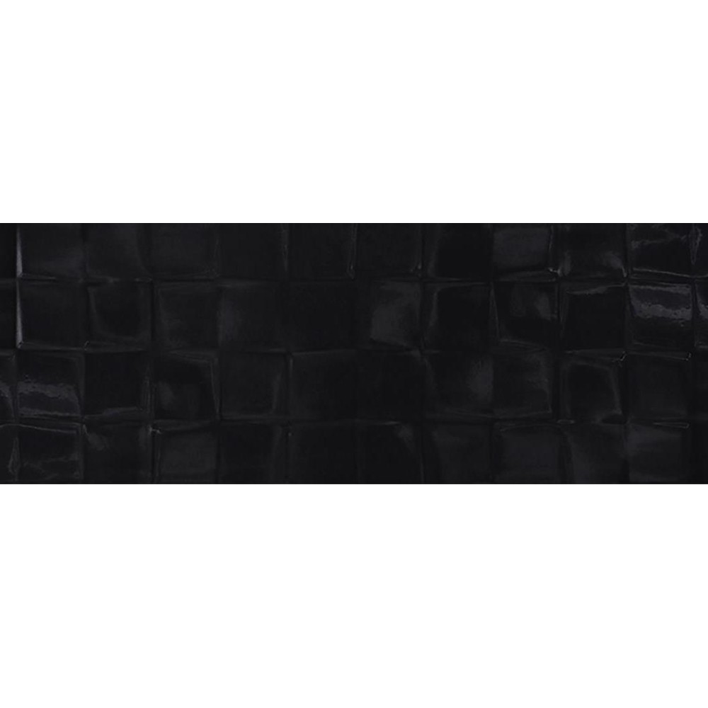 Simple Art Black Glossy Structure Cubes глянцева стінова 20×60 см, Cersanit Simple Art Black Glossy Structure Cubes глянцева стінова 20×60 см, Cersanit