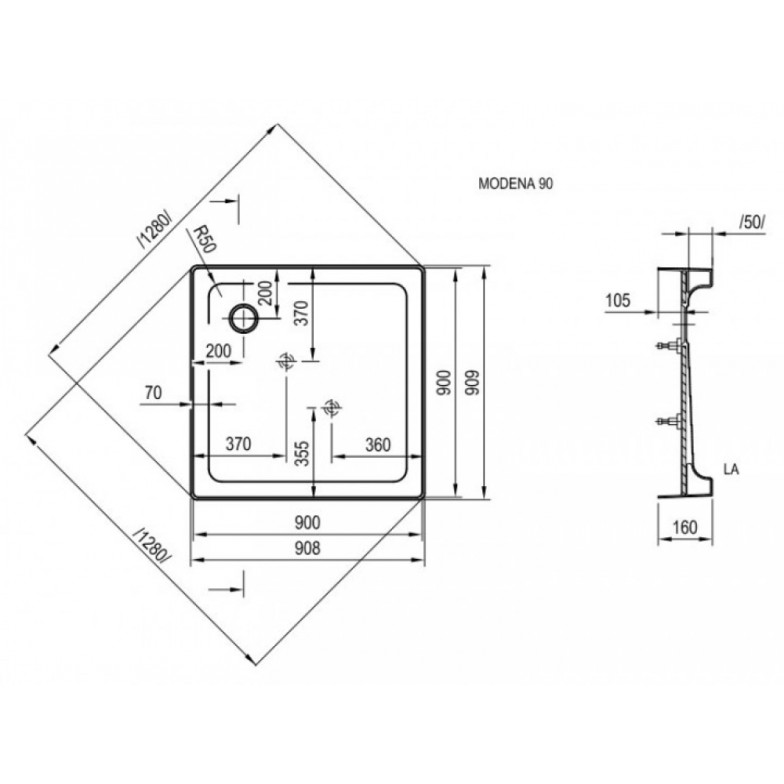Душовий піддон MODENA 90 Slim, RAVAK Душовий піддон MODENA 90 Slim, RAVAK